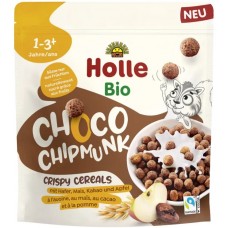 Holle BIO kraukšķīgās sausās brokastis ar kakao Choco Chipmunks, bez pievienota cukura, 125g